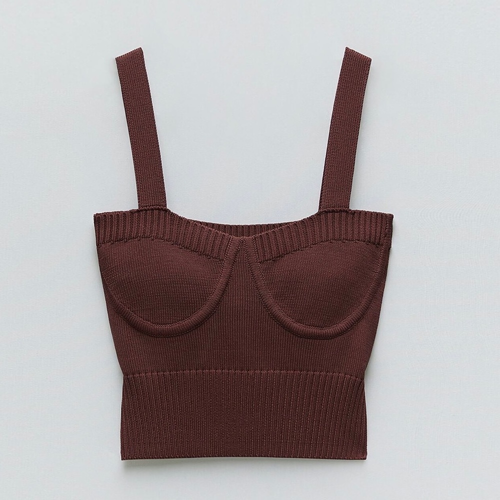 Zara Crop Knit Sweater in Maroon